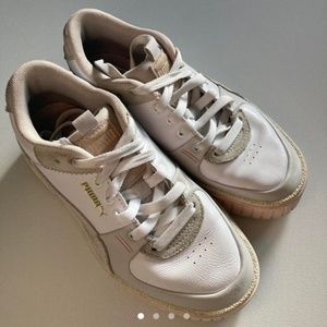 Puma Cali Sport Mix platform sneakers in white marshmallow